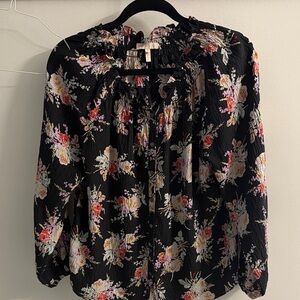 Rebecca Taylor Black Multicolor Floral Blouse
